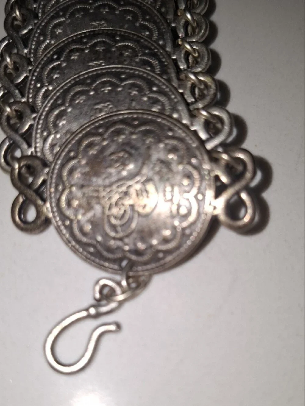 Silver-Tone Coin Link Bracelet - Women's Fashion Jewelry